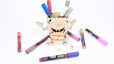 How to make a SpongeBob SquarePants pencil holder with a laser engraver?